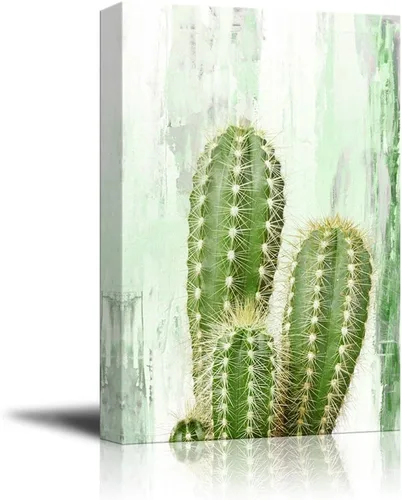 Vista 26 de Wall26 - Lienzo decorativo para pared (12.0 x 18.0 in), diseño de cactus sobre fondo azul