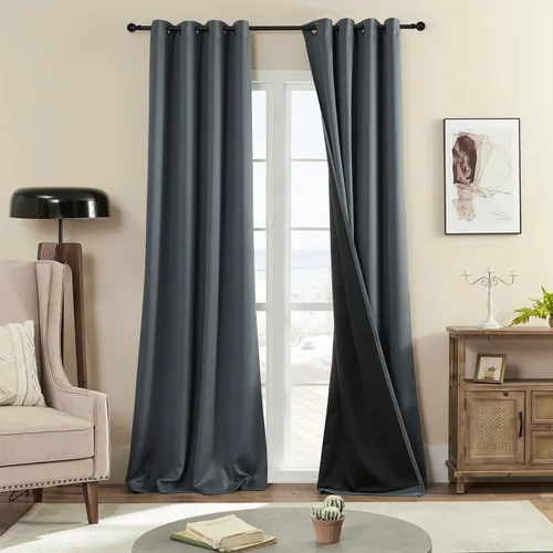 Vista 41 de Rutterllow - Cortinas 100% opacas, paneles de cortina con ojales, aislamiento térmico y bloqueo de luz para habitación y sala de estar