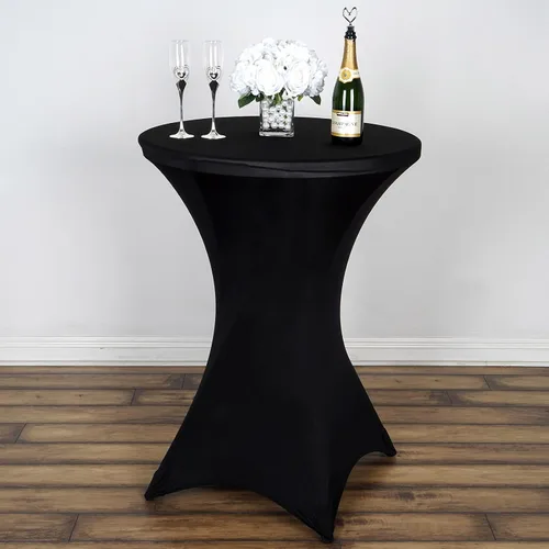 Vista 2 de BalsaCircle Mantel elástico ajustable de elastano negro de 36 pulgadas para decoración de bodas, fiestas, eventos