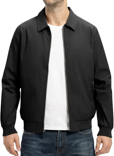 Vista 3 de TBMPOY Chaquetas ligeras para hombre, estilo casual, rompevientos, para hombre, chaqueta ligera de pista, cuello de tendido, abrigos de golf de otoño