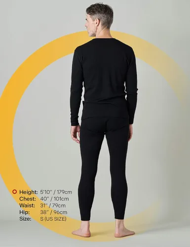 Vista 2 de LAPASA Men's 100% Merino Wool Base Layer Set M31/M126/M141/M144 Soft, itch-free long john thermal set with top & bottom, Lite, Midweight, and .Negro