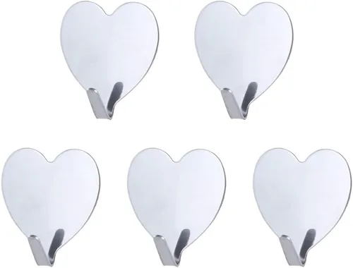 Vista 18 de Gancho de pared autoadhesivo en forma de corazón, gancho para puerta, ganchos decorativos fuertes de acero inoxidable para cocina y baño