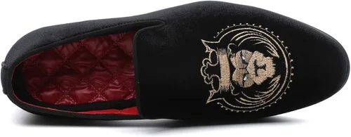Vista 4 de Santimon Mocasines de vestir para hombre sin cordones para conducir esmoquin cabeza de león para caminar
