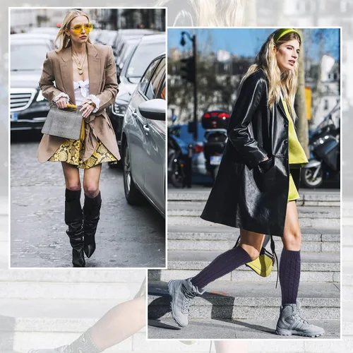 Vista 6 de SATINIOR 4 pares de calcetines largos de punto trenzado para mujer de invierno