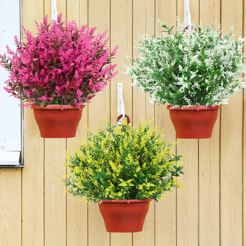 Vista 2 de GREENRAIN 8 ramilletes de flores artificiales de lavanda 6#rosa intenso