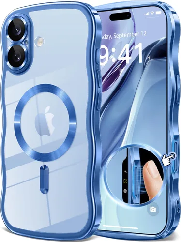 Vista 32 de GVIEWIN Funda para iPhone 16 Pro Compatible con MagSafe, Mejorada [Protección Completa de la Cámara][Marco de Ondas Lindo][Protección de Grado