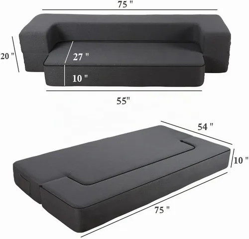 Vista 2 de HonTop Sofá Cama Plegable Moderno de 10 Pulgadas con Espuma Viscoelástica, Sofá Futón Completo Silla Reclinable para la Sala de Estar, Colchón