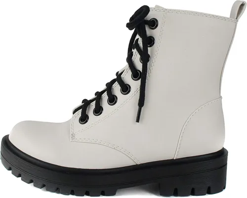 Vista 24 de SODA FIRM - Botines de combate con suela de lengüeta, cordones y cremallera lateral