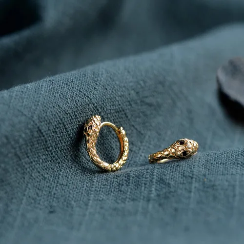 Vista 5 de VACRONA - Aretes tipo arracadas para mujer, chapados en oro de 14 quilates, diseño de aro de arracada