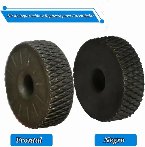 Vista 3 de Rueda de pedernal negra con 4 remaches para reparar encendedores de aceite