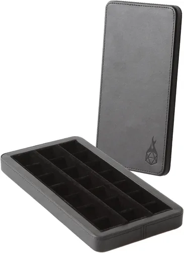 Vista 2 de Forged Dice Co. Reliquary - Estuche grande dividido para dados con bandeja de dados para juegos de dados poliédricos, 21 cámaras forradas