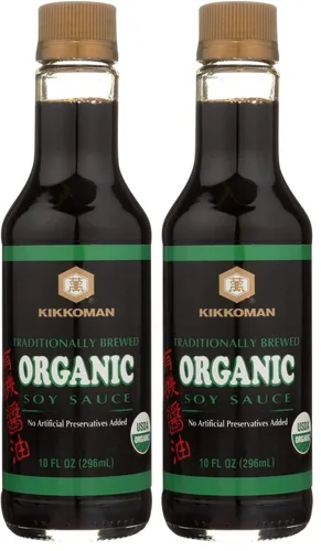 Vista 4 de Kikkoman Salsa de soja orgánica elaborada de forma natural, 10 onzas