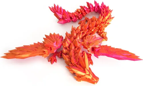 Vista 7 de Dragón Impreso en 3D - Dragón Volador de 18 Pulgadas con Alas, Juguete Fidget de Cristal Articulado XL con Alas, Decoración del Hogar, Regalo