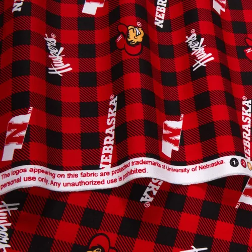 Vista 3 de NCAA Nebraska Cornhuskers Buffalo Plaid algodón, tela por yarda