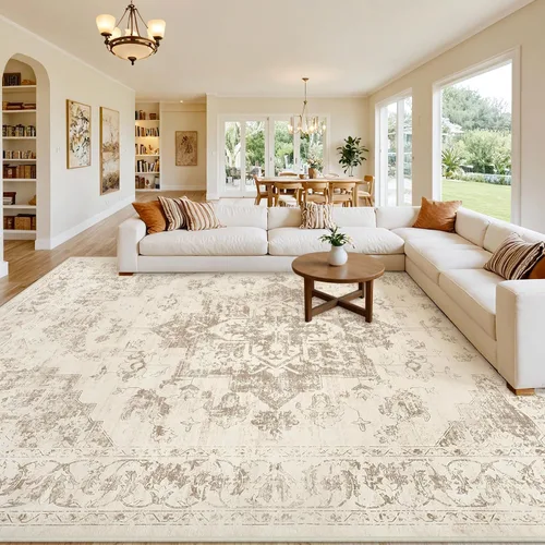 Vista 46 de Alfombras de área 8x10 Sala de estar: Dormitorio Alfombra Lavable Beige