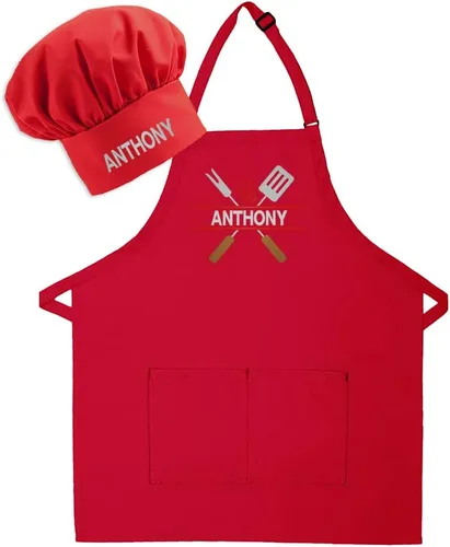 Vista 7 de Delantal bordado personalizado para adultos, hecho en los Estados Unidos, para hombres, mujeres, día del padre, cocina, barbacoa, parrilla, regalo