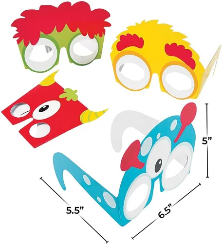 Vista 2 de Fun Express - Gafas de papel Monster Party para cumpleaños - Accesorios de ropa - Gafas - Gafas novedosas - Cumpleaños - 12 piezas
