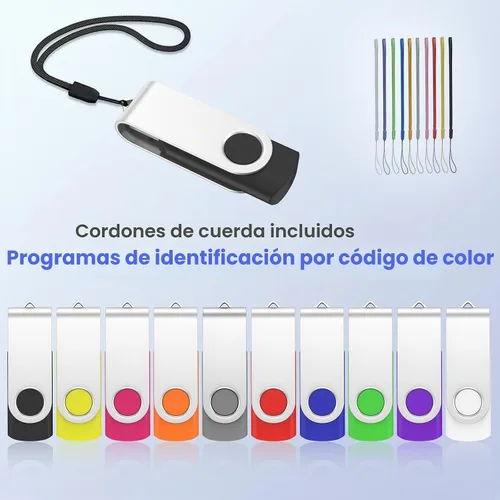 Vista 4 de ABLAZE Paquete de 10 unidades flash de 128 MB, USB 2.0 con cordones