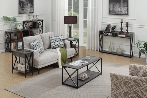 Vista 5 de Convenience Concepts Tucson - Mesa auxiliar con estantes, gris desgastado/negro