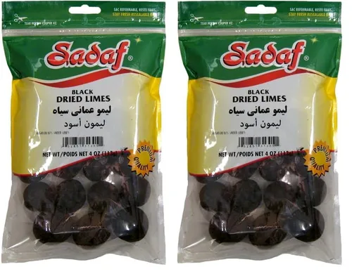 Vista 2 de Sadaf Limas secas – Limoo Omani – Limas secas enteras negras para cocinar y saborizar alimentos – Cocina de Oriente Medio – Kosher – Bolsa