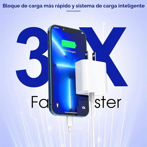 Vista 6 de Cargador para iPhone de carga rápida, [certificado Apple MFi] Paquete de 2 cables USB C a Lightning de carga rápida de 20 W, adaptador de cargador