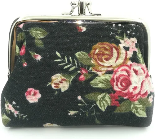 Vista 5 de Monedero con adorable diseño floral y hebilla bolso vintage de cierre suave