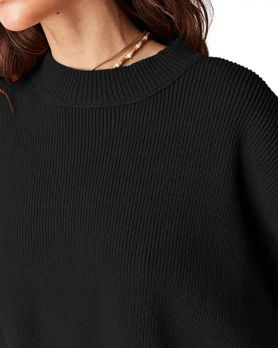 Vista 3 de Gacaky - Suéter de manga larga con cuello redondo para mujer, 2023, para otoño, de gran tamaño, de punto acanalado