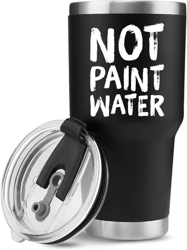 Vista 9 de Vaso de acero inoxidable 304 con aislamiento al vacío, regalo para artistas, regalo de artista con diseño de pintor de agua, regalo divertido