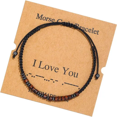 Vista 13 de Pulseras de Código Morse para Mujeres y Hombres, Regalos para Ella, Mejor Amiga, Pulseras Inspiradoras Divertidas para Mujeres, Joyería Ajustable
