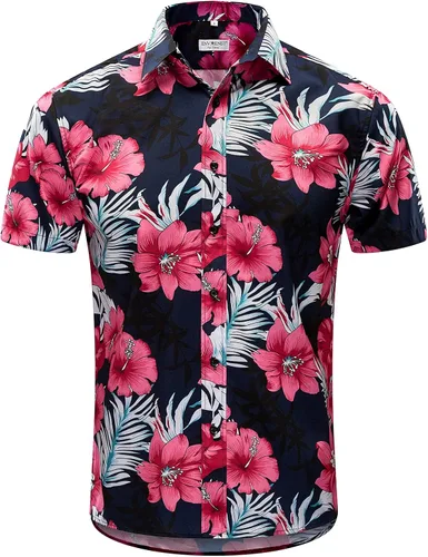 Vista 2 de ENVMENST Hawaiian Shirt for Men Short Sleeve Beach Printed Summer Button Down Aloha Shirt(S-3XL)