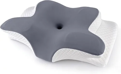 Vista 10 de Almohada cervical de espuma viscoelástica – Almohada ortopédica ajustable de contorno para soporte de cuello y hombros, inodora, apta para dormir