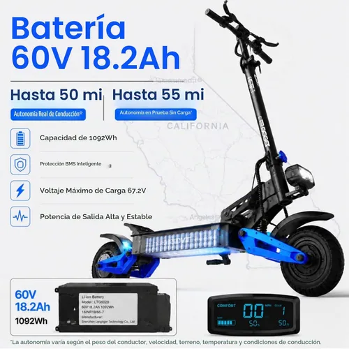 Vista 3 de Scooter eléctrico todoterreno RD2 para adultos, motores duales
