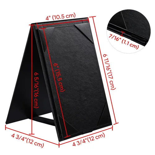 Vista 9 de WeChef Paquete de 20 Portamenús de Mesa Tipo Carpa de 4"x6" Soportes de Menú de 2 Lados Exhibidor de Letrero Tipo Marco A Cubierta de Menú de Cuero