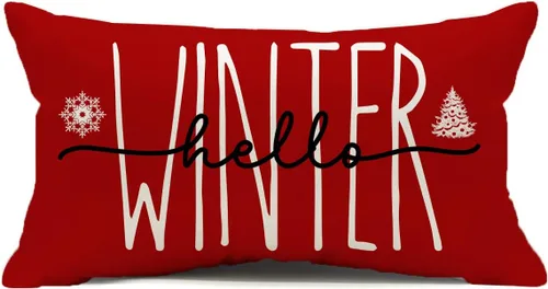 Vista 5 de Funda de Cojín para Decoraciones Navideñas Feliz Navidad, 18 x 18 Pulgadas Funda de Cojín con Frase Navideña Estilo Granja para Sofá Sillón