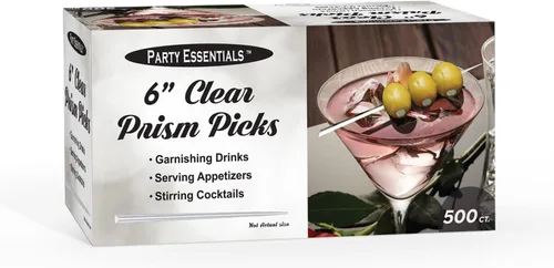Vista 9 de Party Essentials Elegantes pinchos de aperitivo Martini Cocktail mantiene los ingredientes unidos, púas de prisma de 4 pulgadas, negro, 500