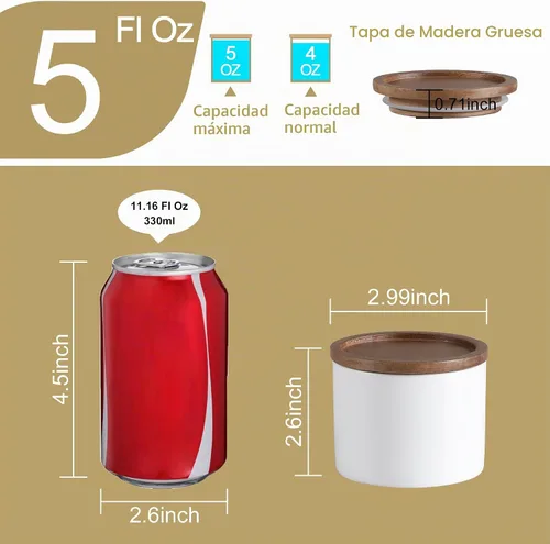 Vista 4 de Recipientes de cocina Sweejar, tarro de almacenamiento de cerámica para alimentos, recipientes apilables con tapa hermética de madera para servir