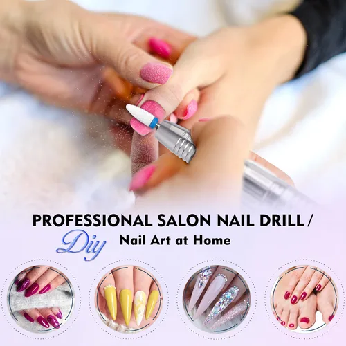 Vista 7 de IMENE - Taladro de uñas profesional, 35,000 rpm, portátil, sin escobillas, recargable, con file, perfecto para uñas acrílicas, gel, naturales (negro)