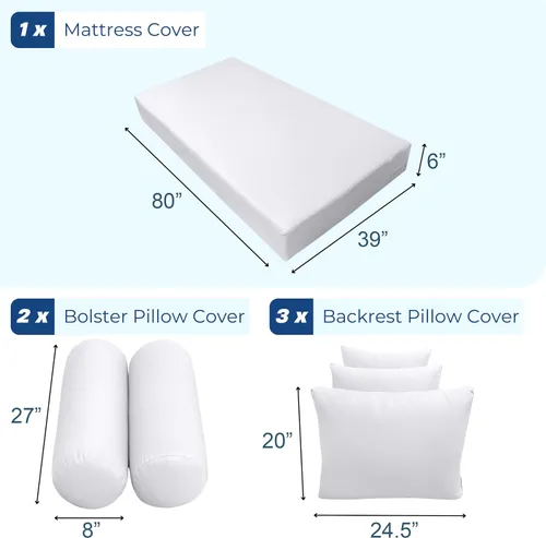 Vista 2 de Style3 AD001 - Juego completo de 6 piezas para colchón de sofá cama para exteriores, tamaño individual XL Outdoor Daybed Cushion, Porch Swing