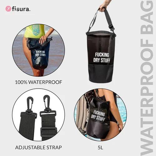 Vista 2 de Fisura Waterproof Dry Bag 5 Litres Blue Dry Bag with Roll Up Closure and Shoulder Strap. 29 x 41.5 cm