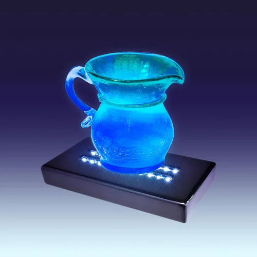 Vista 3 de Base Iluminada de 20 LED para Arte de Vidrio - Base de Soporte de Luz Blanca Satinada Rectangular en Negro Mate para Arte de Vidrio 3D, Decoración