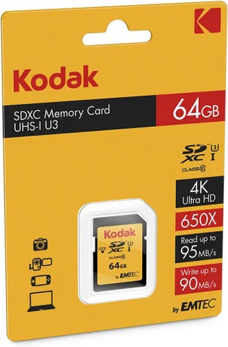Vista 2 de Tarjeta SDXC Kodak 64GB UHS-I U3 V30 Ultra - Hasta 95MB/s de velocidad máxima de lectura - Velocidad de escritura de hasta 85MB/s - Almacenamiento
