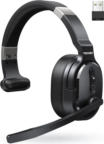 Vista 9 de TECKNET Auriculares Bluetooth para Camioneros, Auriculares Inalámbricos de Una y Dos Orejas con Micrófono para Trabajo con Cancelación de Ruido, 50