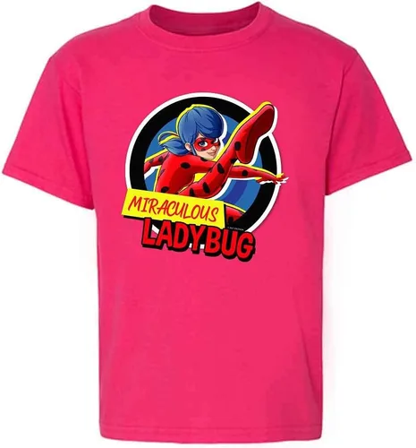 Vista 5 de Pop Threads Miraculous Ladybug Hero Kick Comic Graphic T-Shirt Kids T-Shirt Niño pequeño Negro
