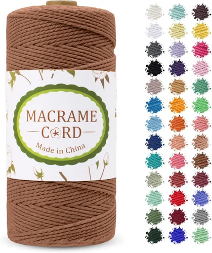 Vista 18 de Cordón de macramé de 0.079 pulgadas, hilo de cuerda de macramé de color de 0.07 pulgadas x 219 yardas, cuerda de algodón natural, 3 hebras para Aqua