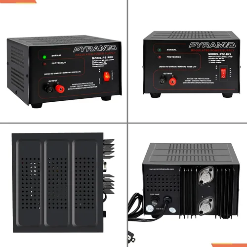 Vista 2 de Pyramid Fuente de alimentación de banco compacto universal, 12 amperios regulado lineal de laboratorio doméstico convertidor de CA a CC de 12 V