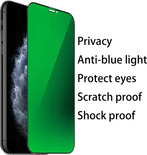 Vista 7 de Espejo de vidrio templado antiazul, protector de pantalla anti-espía, película antiespía para iPhone 11 Pro Max/iPhone XS Max, 6.5 pulgadas