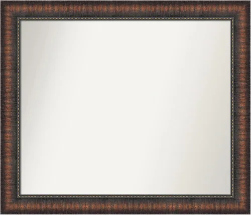 Vista 115 de Amanti Art Espejo de baño marrón para sobre el fregadero, 24 x 24 pulgadas, espejo de tocador cuadrado marrón Caleb, marco de madera rústica