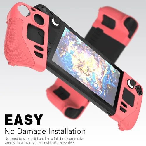 Vista 2 de Funda protectora de silicona compatible con Steam DeckOLED, funda con mango de textura antideslizante para cubierta de vapor, cubierta anticolisión
