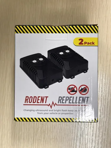 Vista 8 de Tirgo 2 piezas Repelente de Roedores para Coche Bajo el Capó, Repelente de Ratones Ultrasónico con Luz Estroboscópica, Alimentado por Batería