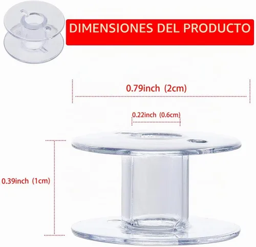 Vista 2 de Paquete de 100 bobinas para máquina de coser Brother Bobinas de plástico, bobinas SA156 para máquina de coser
